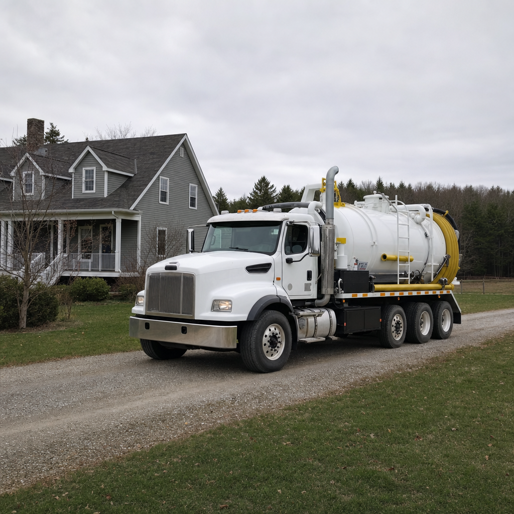 Septic vacuum truck arriving at a Casas Adobes home for same-day emergency service